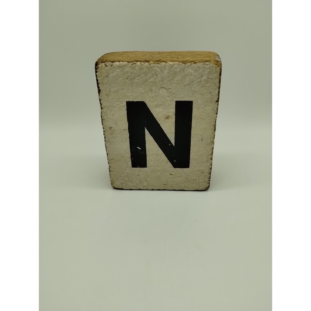 Rustic Marlin Farmhouse Wooden Block Letter N  4.5" X 5.5" X 2" Chunky Primitive